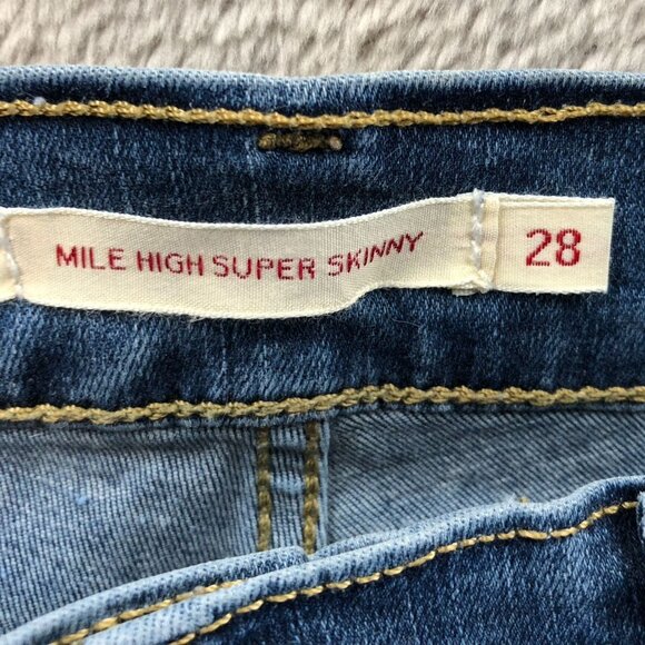 Levis Womens Butterfly Jeans Sizze 28 Mile High Super Skinny Upcycled Hippie Y2K - Picture 4 of 16